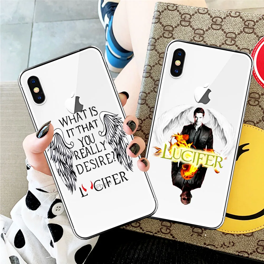 

Hot American TV Degenerate angel Lucifer TPU Transparent phone Case For iPhone 12 11 Pro max 8 7 6 6S Plus XR X XS Max SE 2020