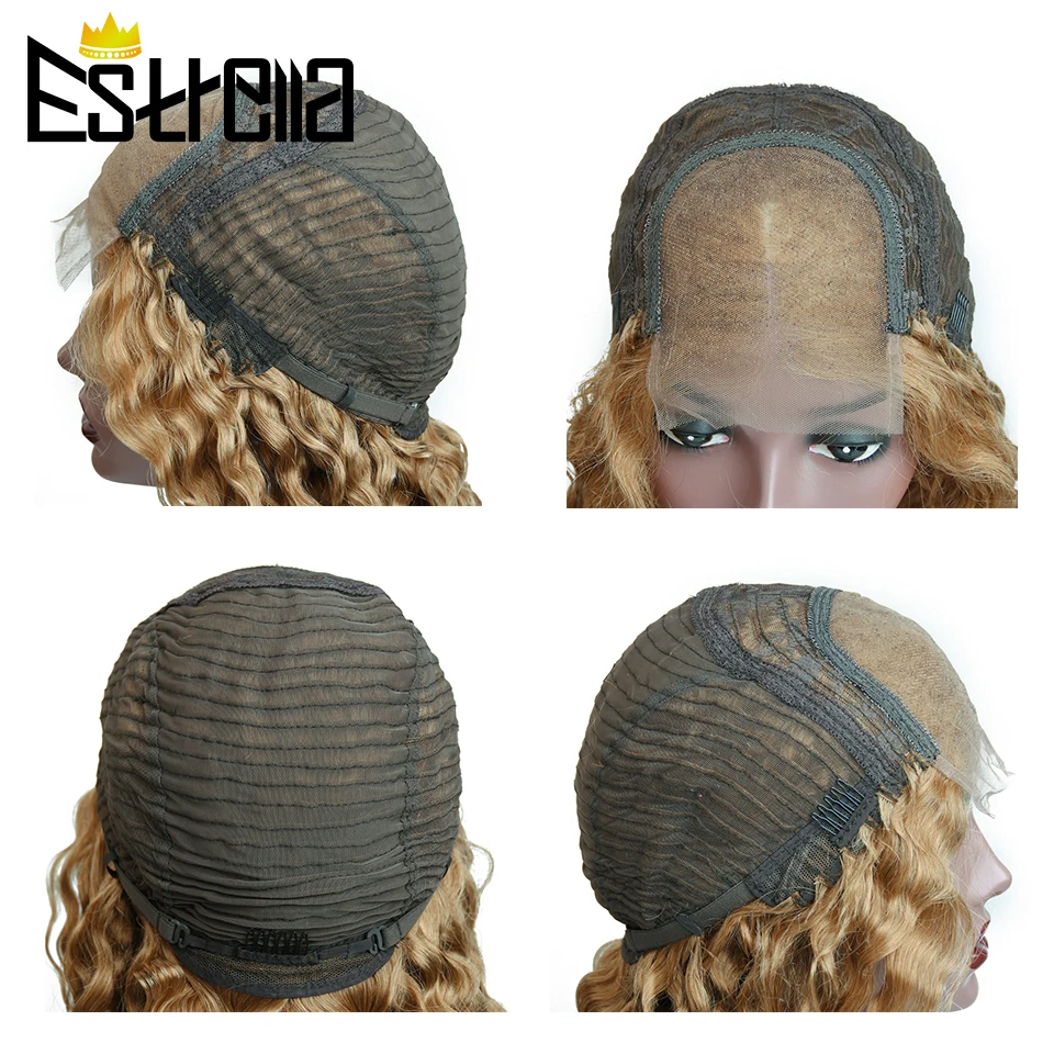 

Blond Lace Wig Water Wave Human Hair Wigs For Women Human Hair Remy Peruvian 4x4 Deep Wave Lace Closure Wig Pre Plucked 150%