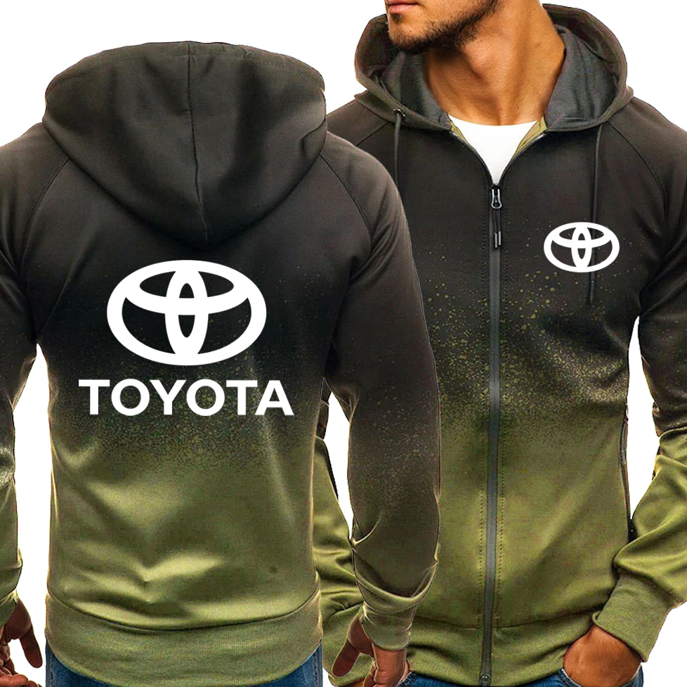 

Spring Autumn New Hoodies Men Toyota Leisur Fashion HipHop Harajuku Gradient color Long sleeve zipper Jacket Clothing
