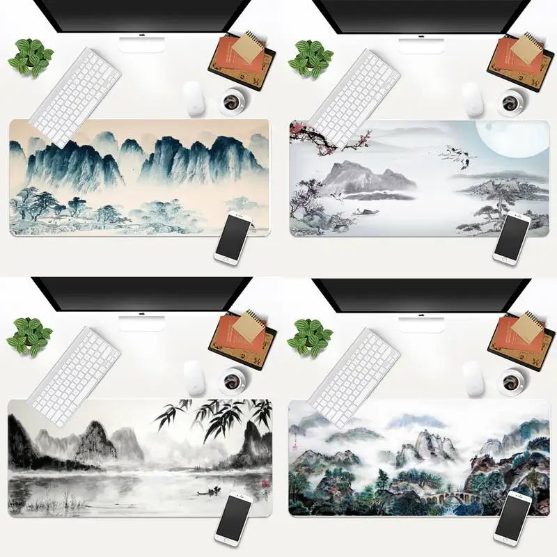 

Chinese Painting Rubber Mouse Durable Desktop Mousepad Animation XL Large Gamer Keyboard PC Desk Mat Takuo Tablet Mousepads