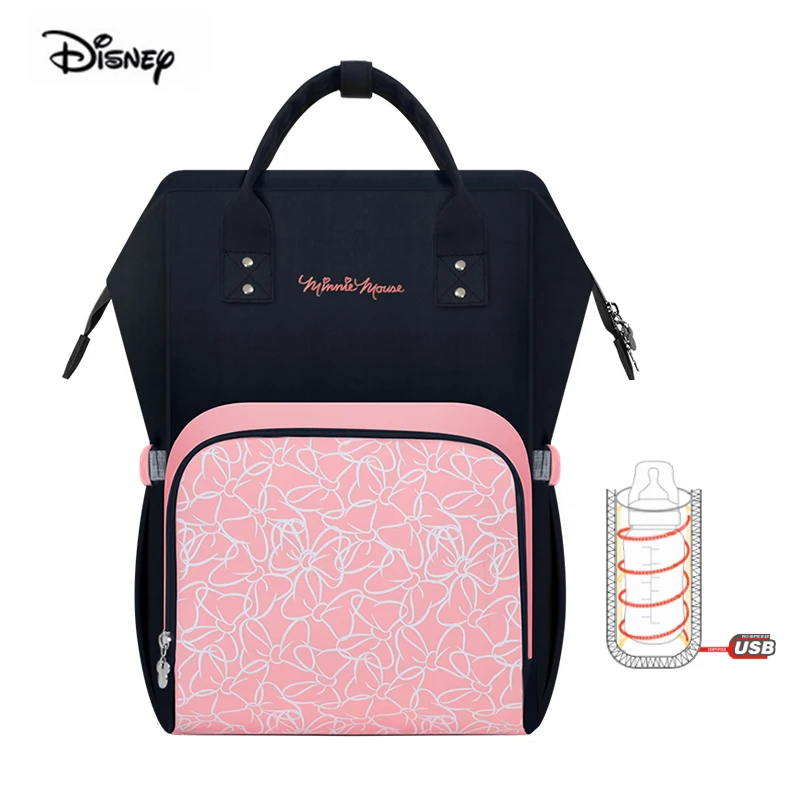 Pink Disney, сумка для мамы, женская, многофункциональная, подгузник, детская, USB, бутылка, изоляция, сумка для беременных, большая емкость, рюкзак для подгузников, красный - Цвет: Pink