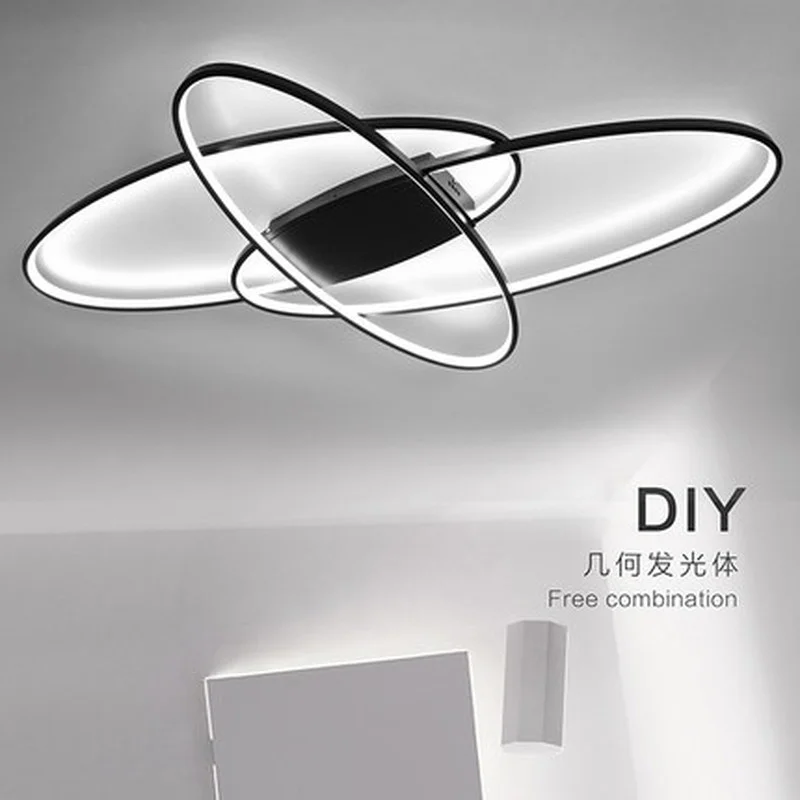 Hot new design Remote dimming Modern Led Chandelier For Livingroom Bedroom plafon led White/Black modern chandelier Fixtures | Освещение
