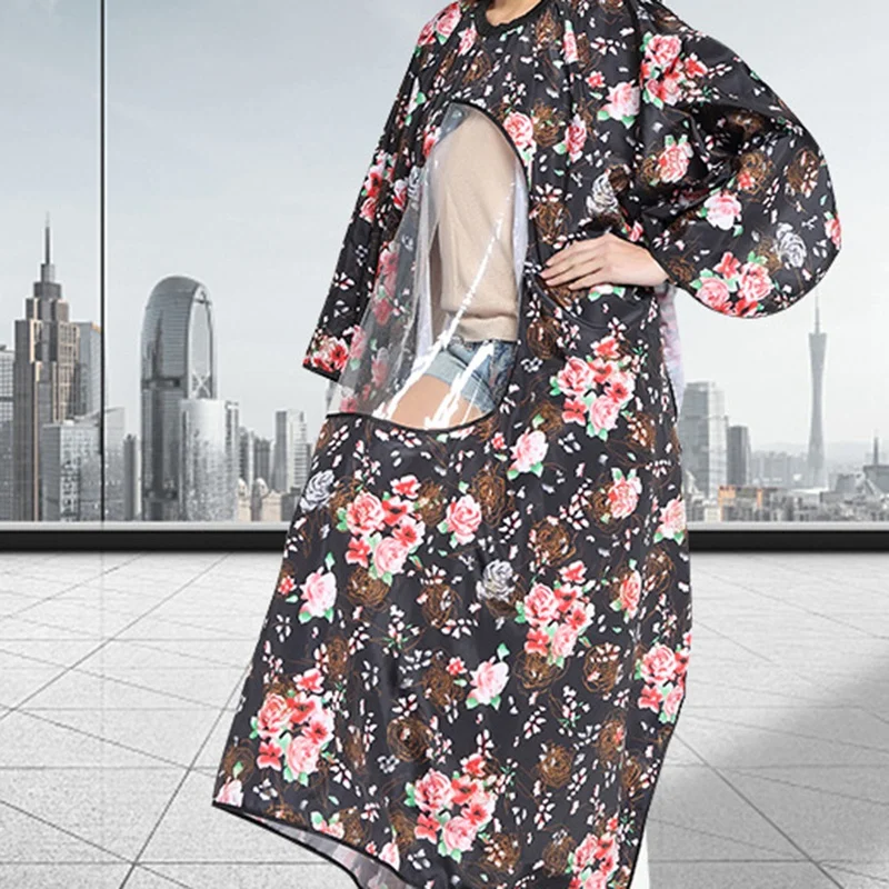 

Salon Professional Hair Styling Cape,Hair Cutting Rose Waterproof Hairdresser Wai Cloth with Viewing Window Barber Gown