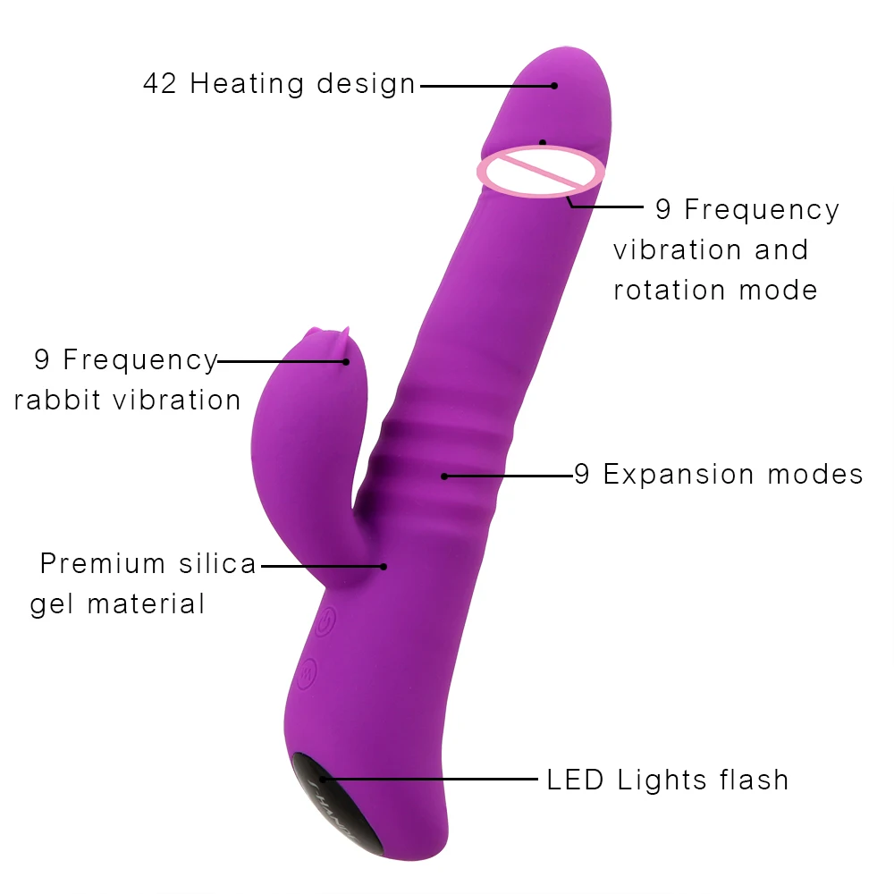 Качающийся фаллоимитатор с подогревом вибратор кроликом для женщин Анальная