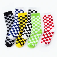 3 pairs of men and womens socks funny checkerboard plaid pattern socks harajuku fashion street sports trend personality socks
