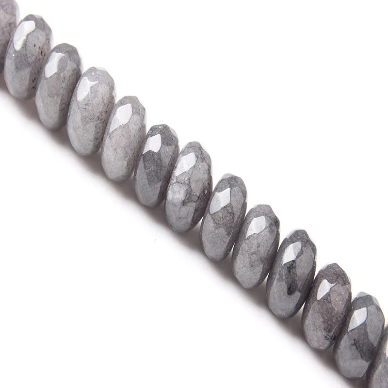 

LinXiangFashion Jewelry Grey Chalcedo 6x10mmLoose Beads Round Bead Bracelet Necklace Suitable For Men And Women Diy Charm Amulet