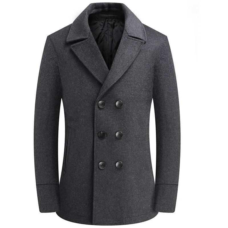 

Winter Gray Woolen Coat Male Double Breasted Overcoat Wool Men Coat Long Sleeve Thick Blend Coat Boy Plus Size 4xl Windbreaker