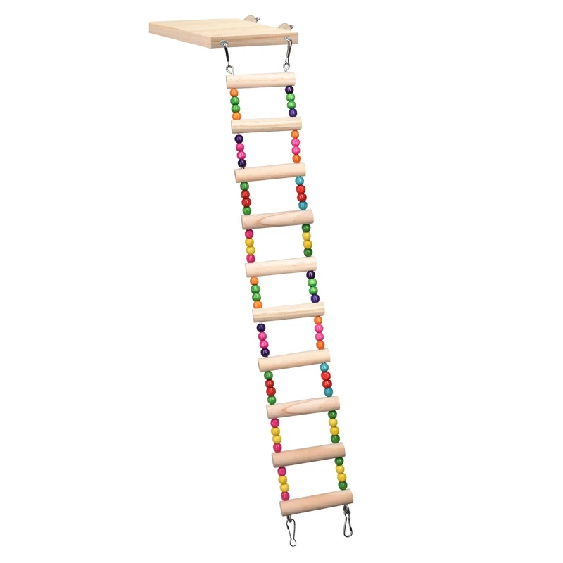 

Wooden Parrot Hamster Climbing Ladder Swing Play Toys Set Birds Exercise Perch