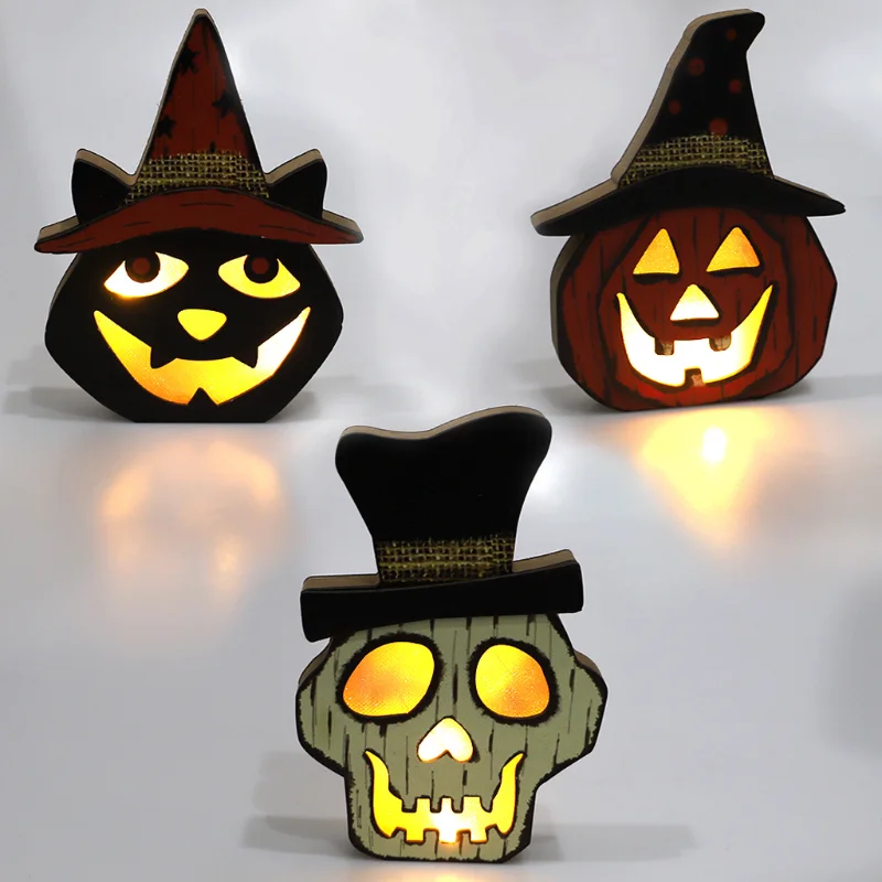 

Creative new halloween wooden pumpkin lantern ghost festival decoration cemetery castle ghost dress up supplies ghost festival