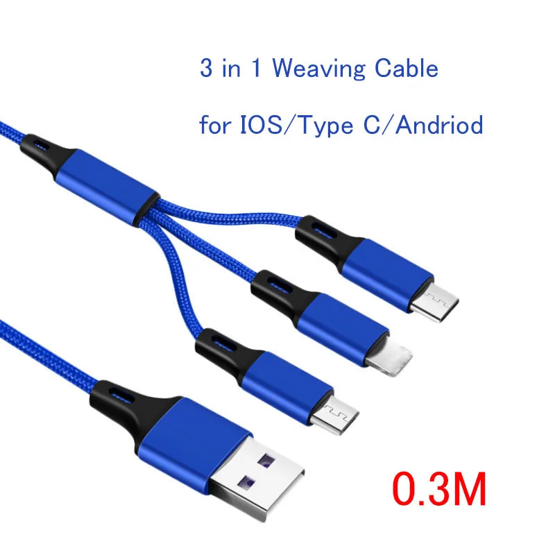 Портативный внешний аккумулятор с 2 usb-портами, сделай сам чехол, 3x18650, зарядное устройство для мобильного телефона, зарядное устройство, внешний аккумулятор, коробка, комплект для Iphone, huawei - Цвет: 3 in 1 Blue Cable
