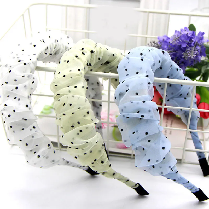 

Wave Point Pleated Mesh Yarn Pleated Chiffon Ruched Headbands Wrapped Head Hoop Organza Hair Hoop Women Girls Hair Accessories