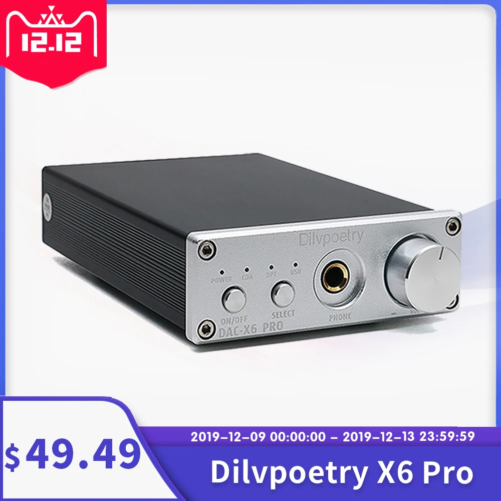 Dilvpoetry DAC-X6 pro стерео аудио 2 канала усилитель и усилитель для наушников/24 бит/192 кГц оптический коаксиальный/usb-входа