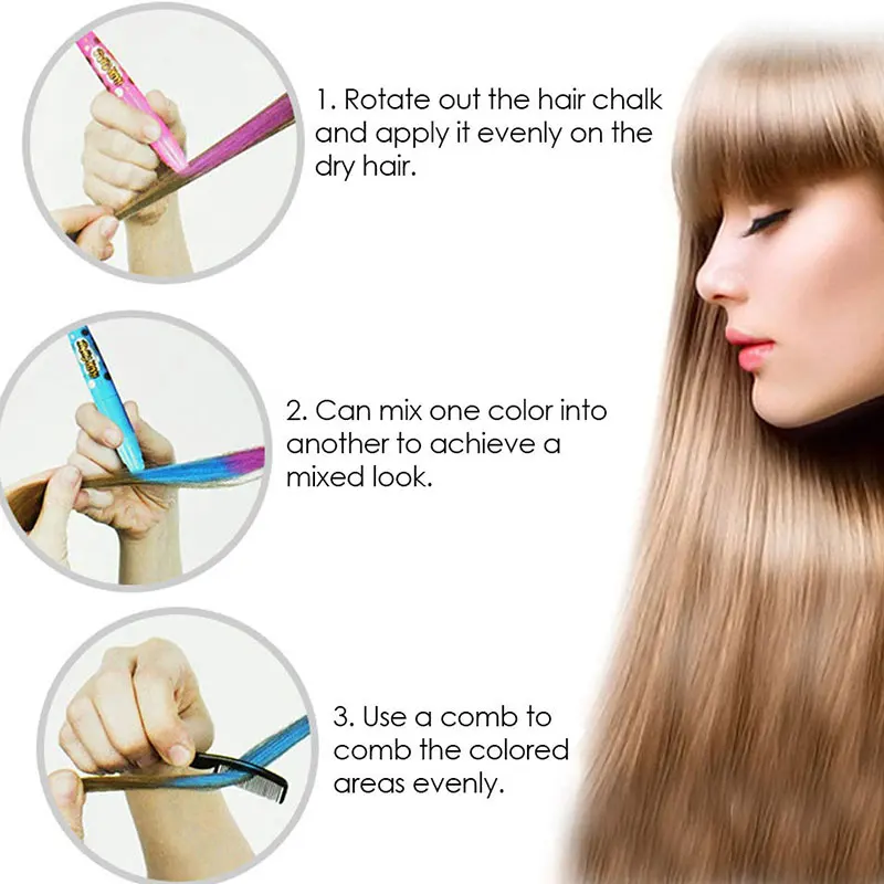 6 цветов временная краска для волос Меловые карандаши окрашивания набор лица