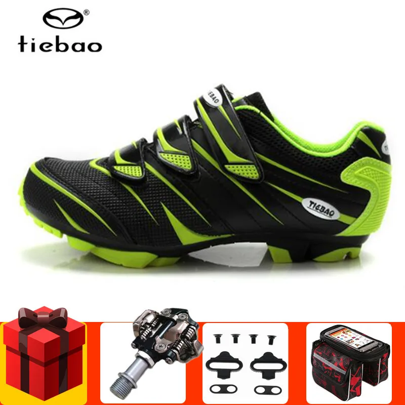 

TIEBAO Cycling Shoes Men Sneakers Add SPD Pedal Set Mountain Bike Shoes Self-locking Superfiber Mtb Shoes Sapatos De Ciclismo