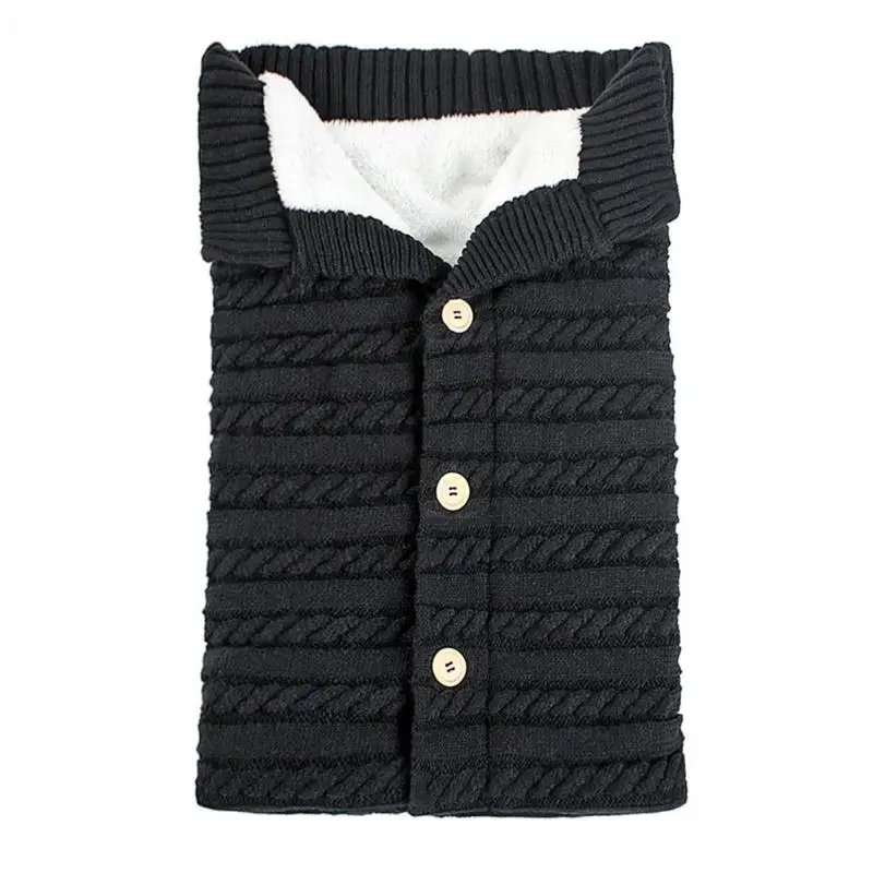 

Solid Color Knitting Sleeping Bags Acrylic Fibres Imitation Lamb Velvet Button Baby Blanket Winter Warm Swaddle