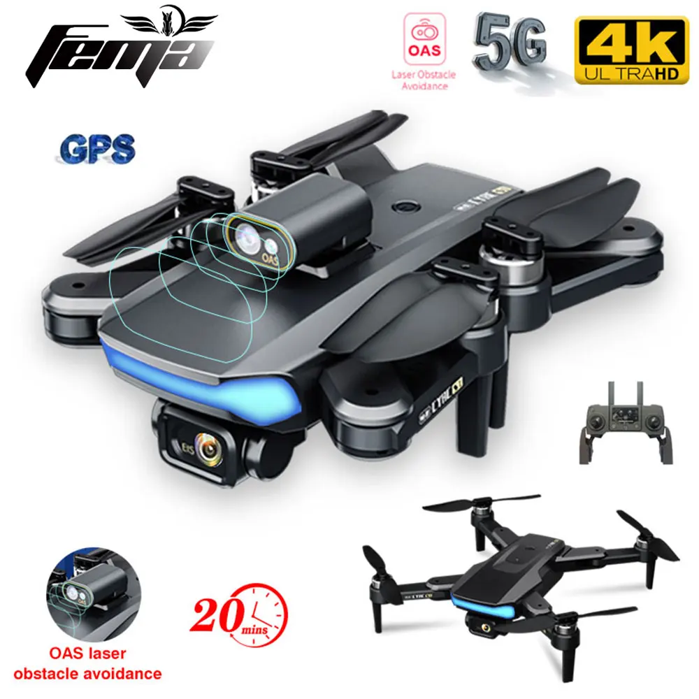 

Квадрокоптер FEMA Drone, 4K, GPS, HD, двойная камера, Wi-Fi, FPV, 20 минут автоматического обхода препятствий, бесщеточный, Радиоуправляемый, CYS1