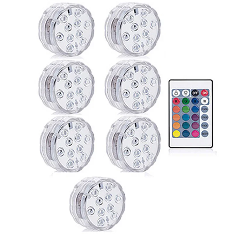 7 lamp 1controller 10 шт. в упаковке, погружной светильник, лампа с дистанционным управлением, RGB, на батарейках, подводный ночник, напольная ваза, садовые, вечерние, Декор - Цвет: 7 lamp 1controller