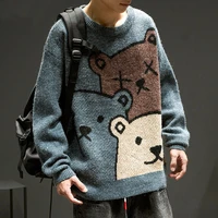 cartoon bear sweater men winter men clothing fashion long sleeve knitted pullover sweater oversized 2021 new cotton coat