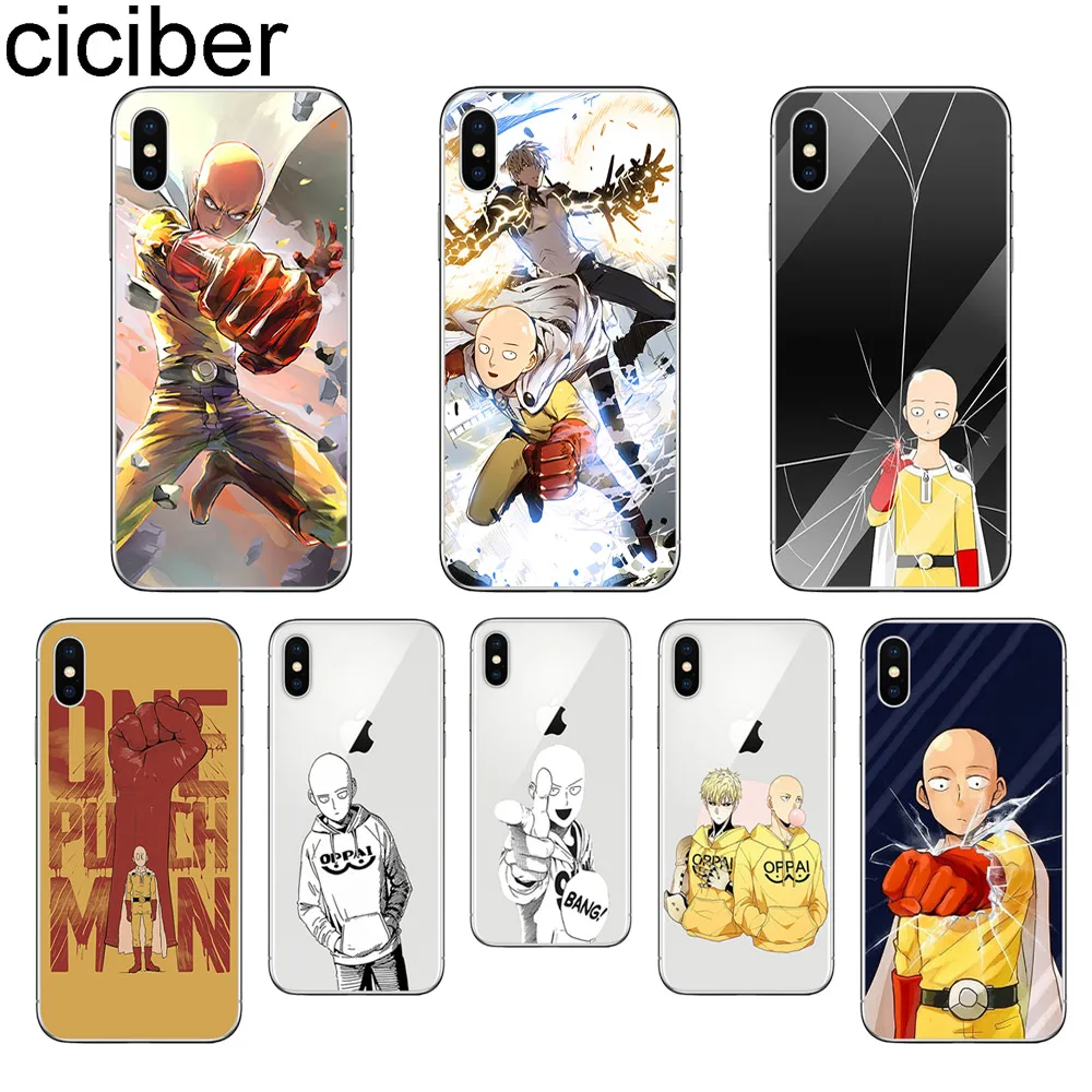 Ciciber One Punch Man для Apple iPhone 11 Pro Max чехол телефона X XR XS 7 8 6 6S Plus 5S SE мягкий из ТПУ|Бамперы|