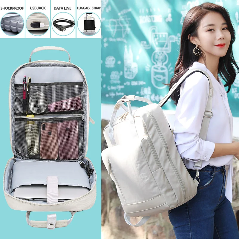 

IKE MARTI Women's Backpack Daypack School Bag Fashion Sac A Dos Femme 2021 Man Waterproof Charging 15.6 Inch Laptop Backpack