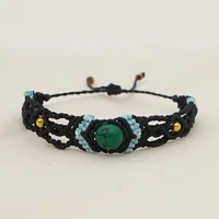 yd colombia macrame hand rope south american style wax rope handmade turquoise stone beaded bracelets for men and women