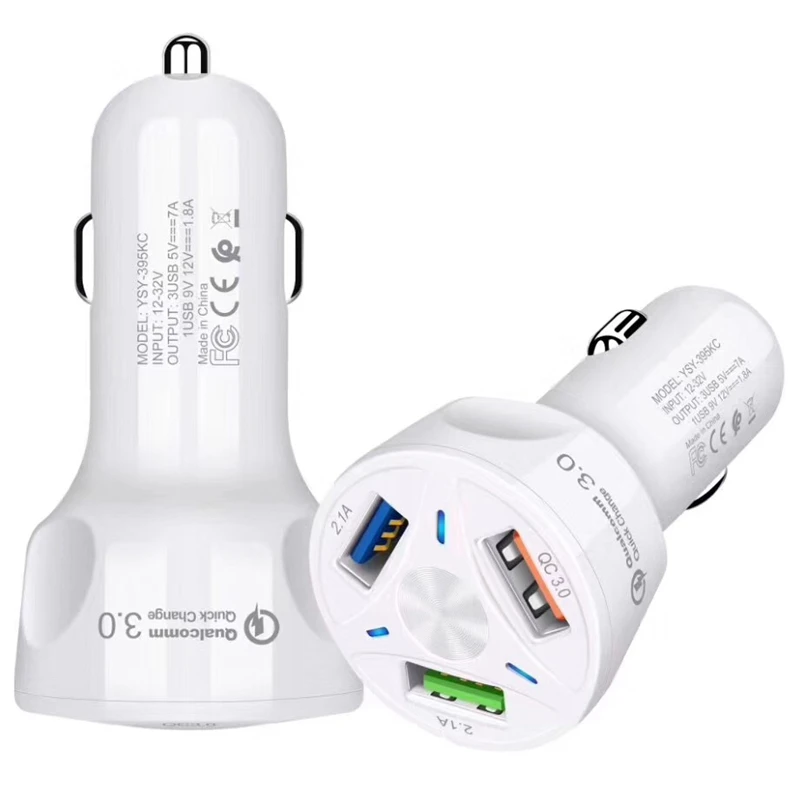 

100pcs New QC 3.0 4.0 Quick Charge Car Charger Mobile Phone 11 X Xs Max 3 USB fast Charge Car Power Cell Phone PAD GPS Charger