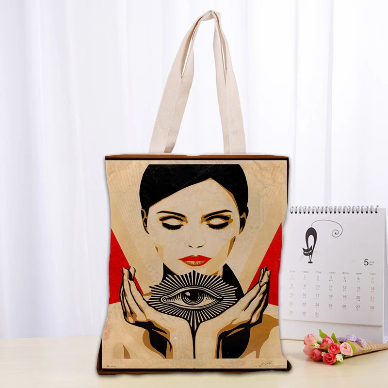 Новинка Холщовая Сумка-тоут Shepard Fairey модная прочная Женская Студенческая сумка