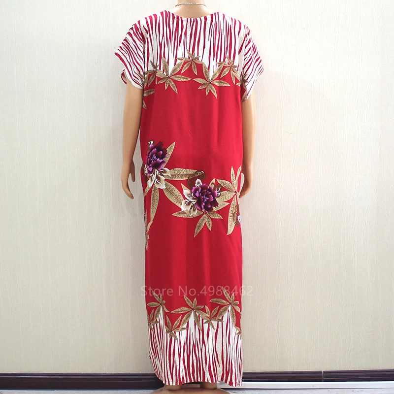 

2021 African Dress Women Dashiki Maxi Dress Africa Floral Print Clothing Bazin Loose Casual Summer Short Sleeve Hijab Scarf Set