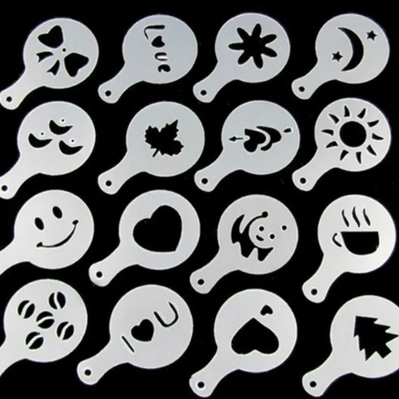 

Latte Mold Coffee Printing Mold Spray Mold Fancy Coffee Coffee Utensils Plastic 16 Patterns