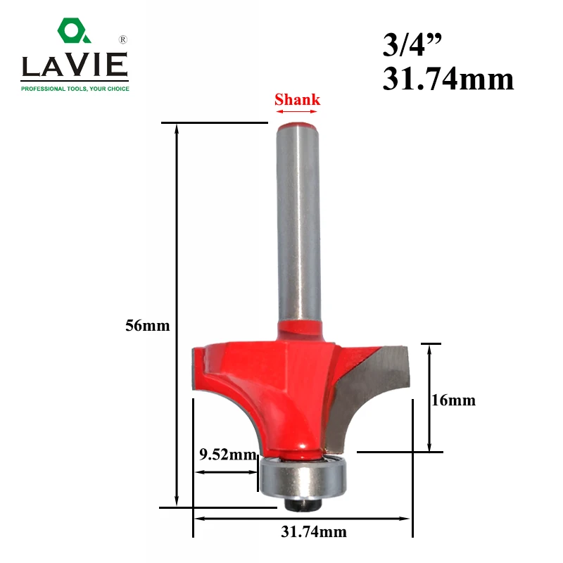 31.74mm LAVIE 1 шт. 6 мм 1/4 хвостовик маленький угловой круглый фреза для деревообрабатывающего станка, Классическая фреза для дерева MC01035 - Длина режущей кромки: 31.74mm