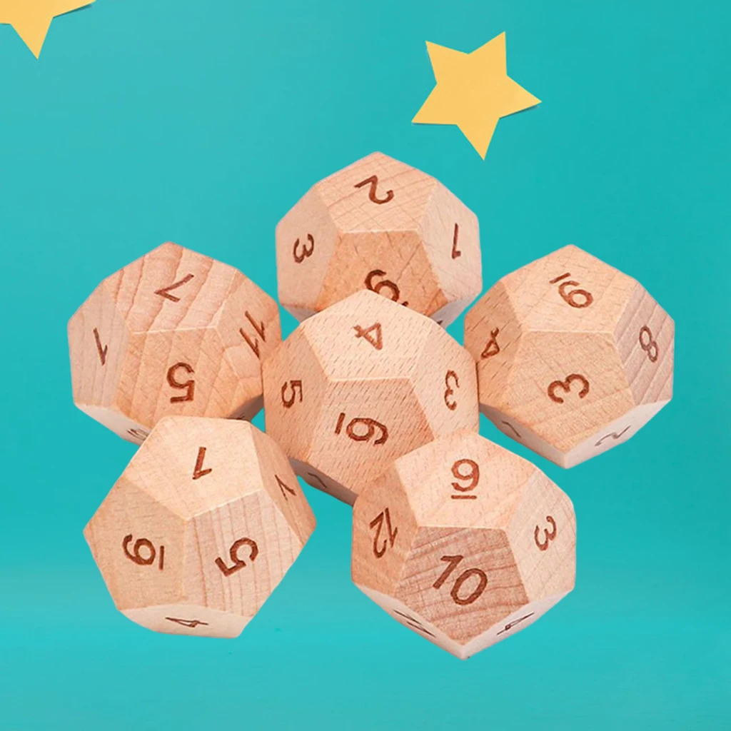 

Деревянные 12-сторонние игральные кости D12, настольные игры DND MTG игральные кости для семейных вечеринок, 3 см, 5 шт.