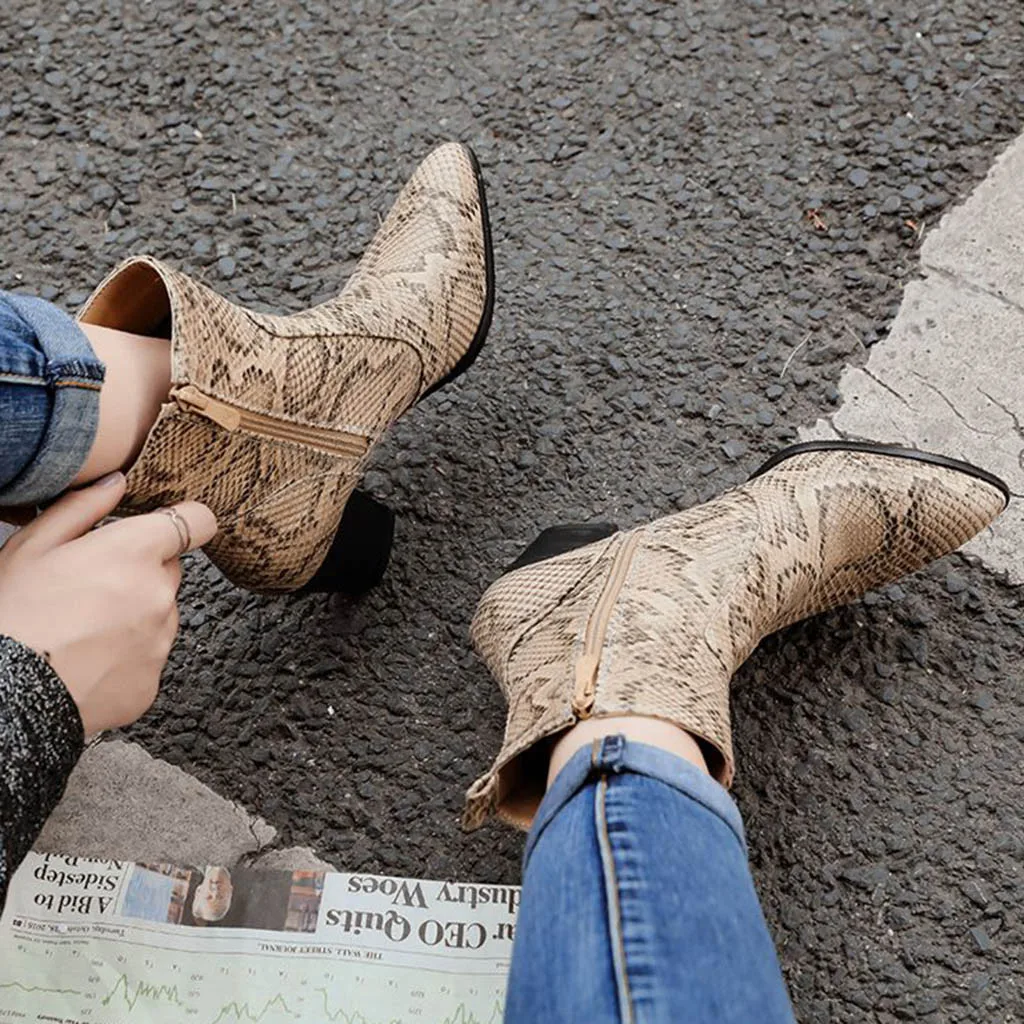 SAGACE Snakes Women Boots Ankle Female Autumn Winter Shoes Woman Colorblocks | Обувь