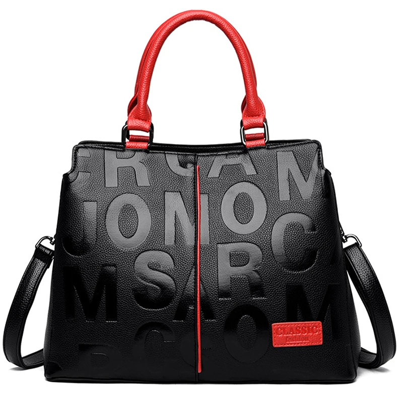 

Ladies Quality Leather Letter Shoulder Bags for Women 2021 Luxury Handbags Women Bags Designer Fashion Large Capacity Tote Bag