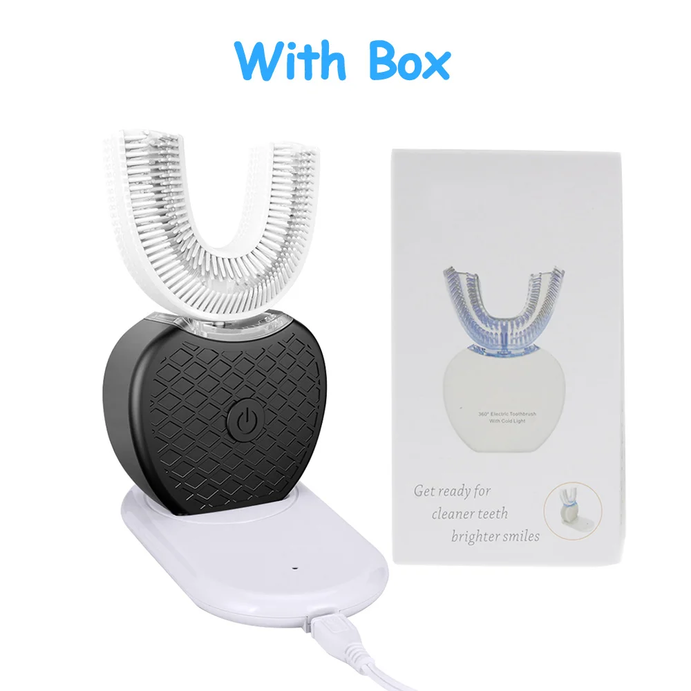Black Has Box Новая звуковая электрическая зубная щетка для взрослых, беспроводная, 360 градусов, для оральных зубов, автоматическая зубная щетка, интеллектуальная автоматическая зубная щетка - Цвет: Black Has Box