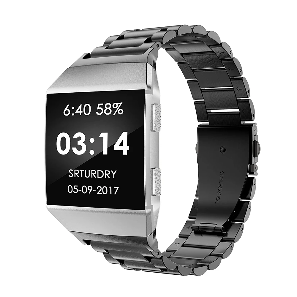 Stainless Steel Band for Fitbit Ionic Women Men Replacement Metal Strap Bracelet for Fitbit Ionic Smartwatch Accessories Black