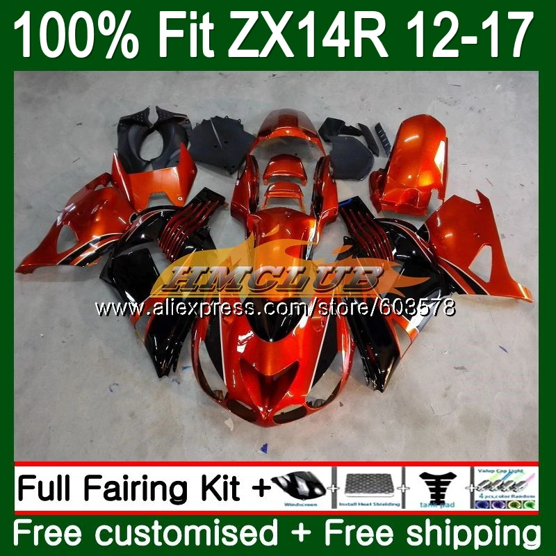 

Инъекция для KAWASAKI ZX-14R ZX14R 12 13 14 15 16 17 115CL.3 ZZR1400 ZX 14R 2012 2013 2014 2015 2016 2017 оранжевый черный обтекатель