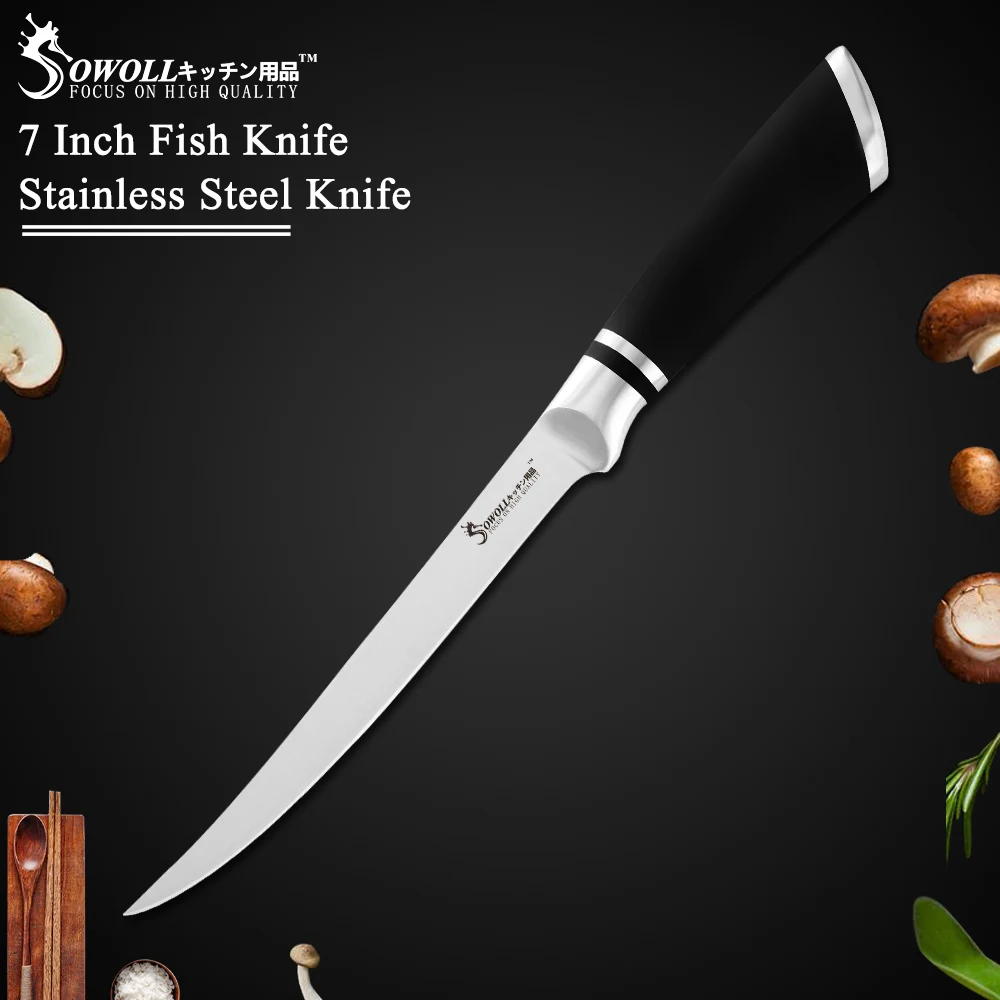 7inch Boning Knife Sowoll бренд 9 шт. набор кухонных ножей из нержавеющей стали набор ножей шеф-повара для нарезки хлеба разделочные косточки Santoku нож для фруктов - Цвет: 7inch Boning Knife