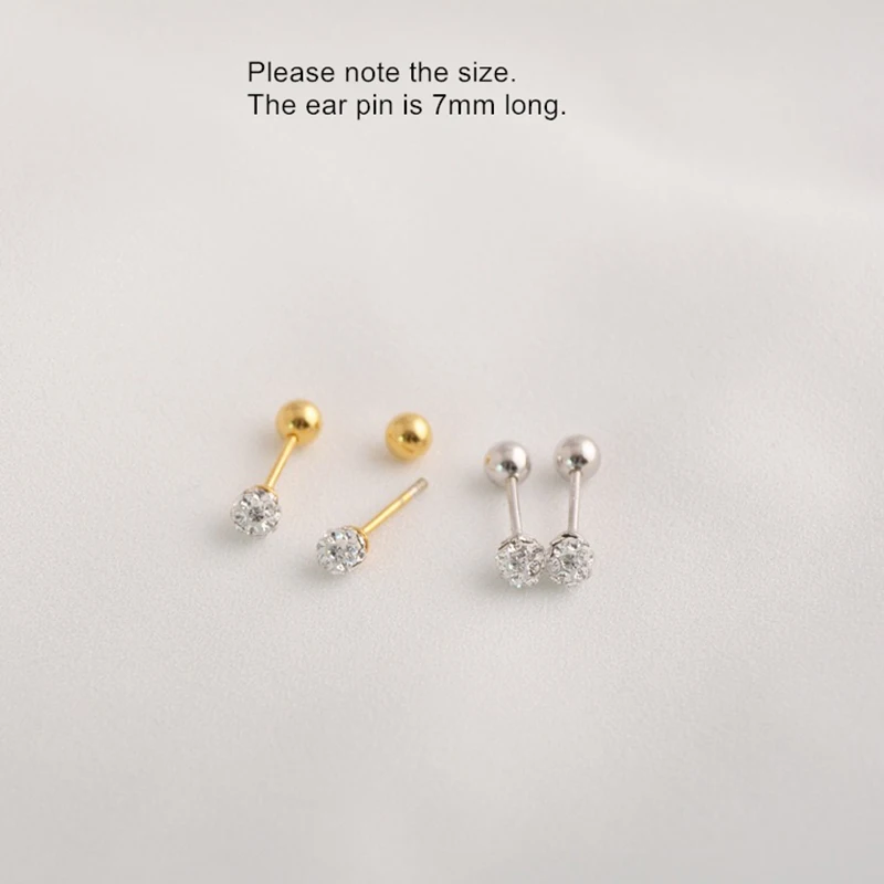 Женские серебряные серьги простые маленькие круглые циркониевые