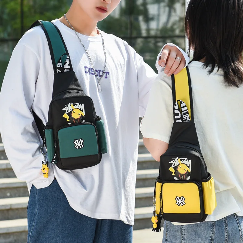 

Men Women Go Pokemon Shoulder Bag Sling Chest Pack Canvas Sports Pikachu Teens Crossbody Handbags Men Chest Bags Belt Waist Pack