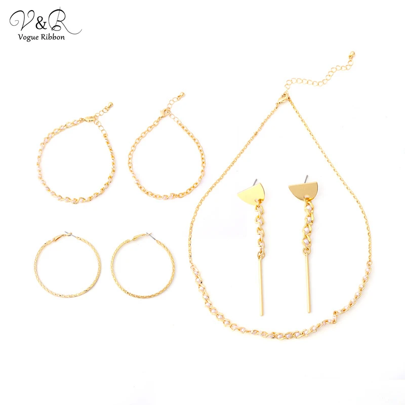 Новинка 2020 сделай сам набор ювелирных изделий из золота ожерелье серьги браслет