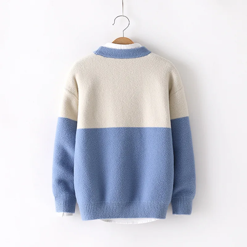 

Rlyaeiz Baby Boys Girls Sweater 2019 Casual Color Patchwork Kids Knitted Pullover Winter Letter Long Sleeve Knitting Sweater