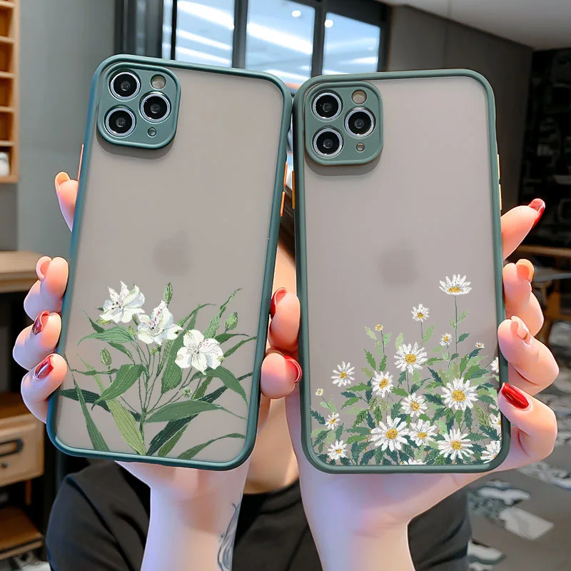 Small Floral Flower Phone Case For iPhone X XS MAX XR 14 11 12 13 Pro Max 6s 7 8 Plus SE2 Hard Matte Shockproof Fundas Cover