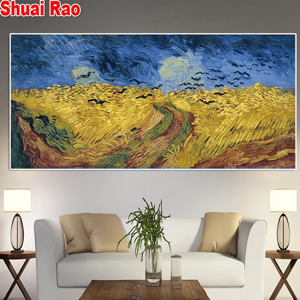 

Wheat Field Crows full drill square Crystal Paintings Diamond Embroidery Full round 5d Diy diamond painting Diamond Mosaic art