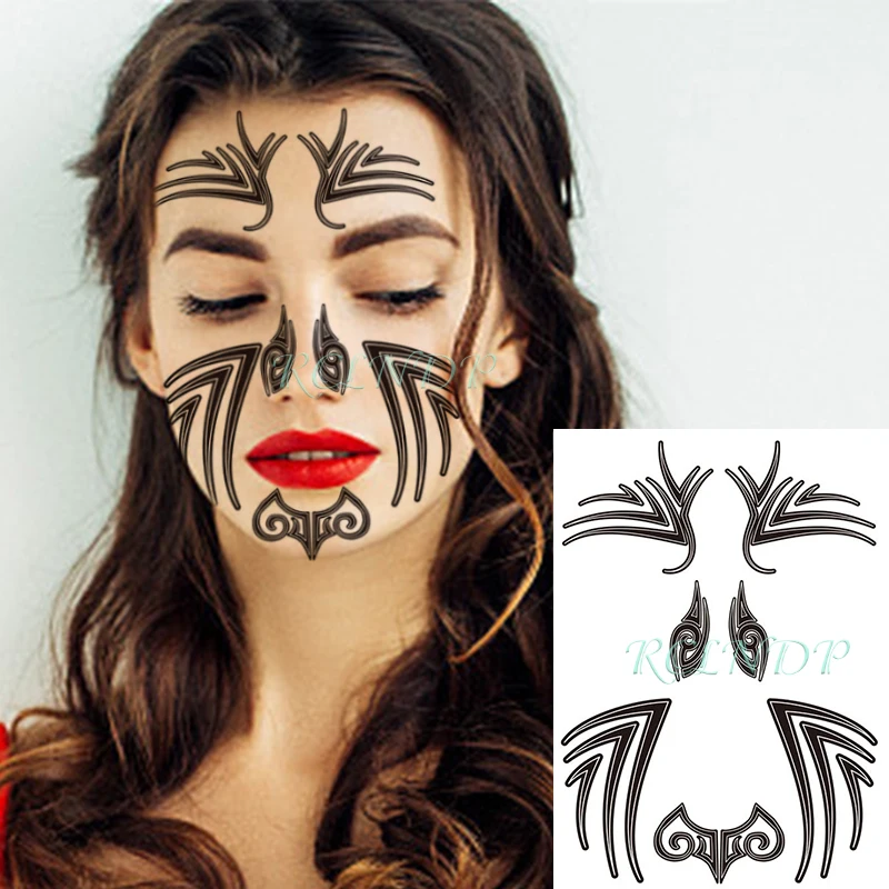 Водостойкая Временная тату наклейка стрела этнический тотем лицо маора