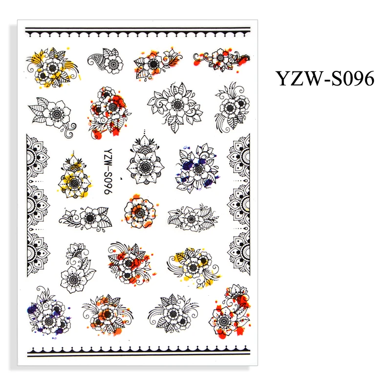 3D Effect Leaf Flower Design Summer Purple geometric pattern Bouquet Nail Art Sticker Decoration Decals Manicures Tips Tool | Красота и