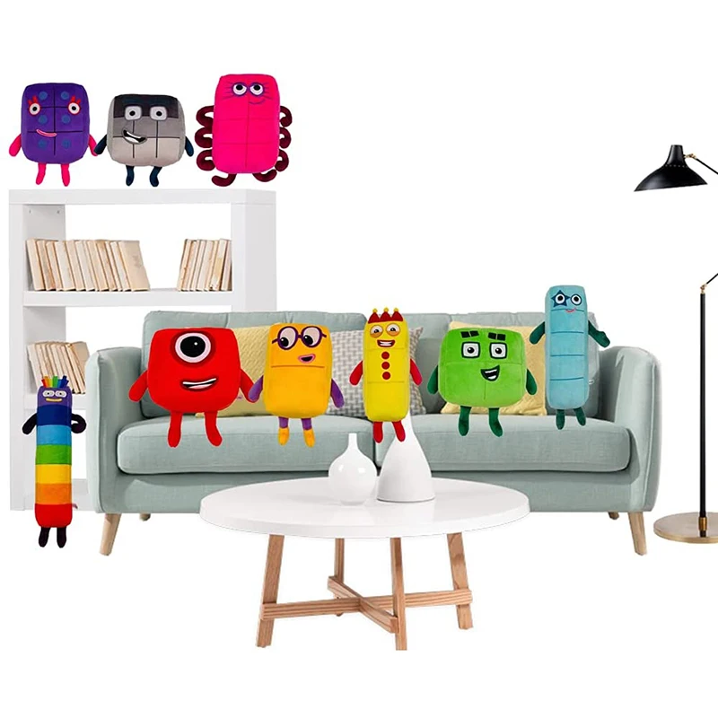 Juego de bloques de n&uacute;meros de 10 piezas, juguete de peluche de dibujos animados, mu&ntilde;ecos de n&uacute;meros, bloques de iluminaci&oacute;n de matem&aacute;ticas, figura educativa, regalo para ni&ntilde;os-2