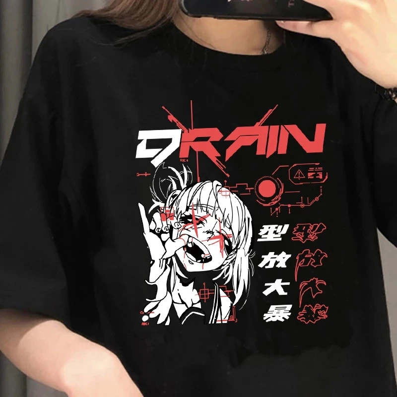 Goth Anime Tshirt Tee Aesthetic Women T-shirt Punk Grunge Streetwear Ladies Gothic Manga T Shirt Harajuku Clothes Y2k Female