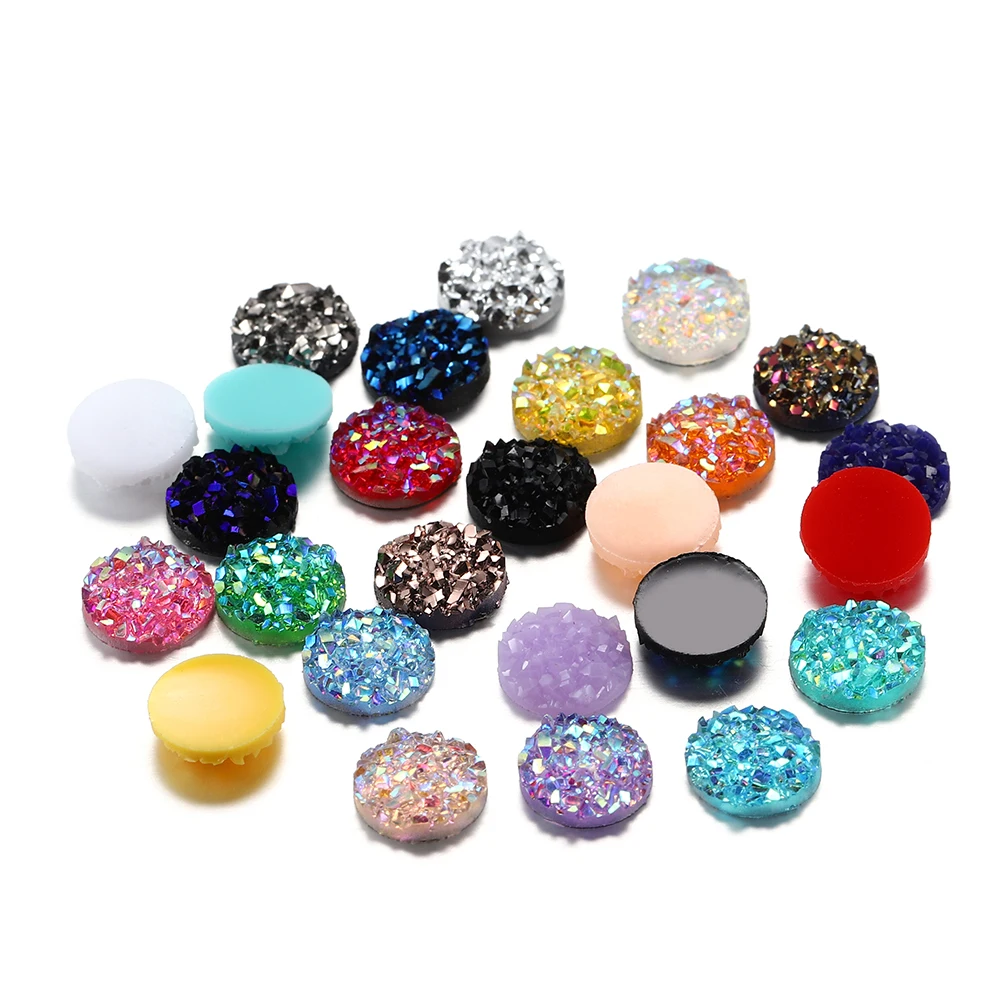 50 шт./лот 8 мм смешанные цвета кабошоны в натуральном руде выпуклая плоская задняя