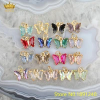 3d glass wings butterfly pendant color protected copper plated edge bag diy accessories handmade necklace jewelry