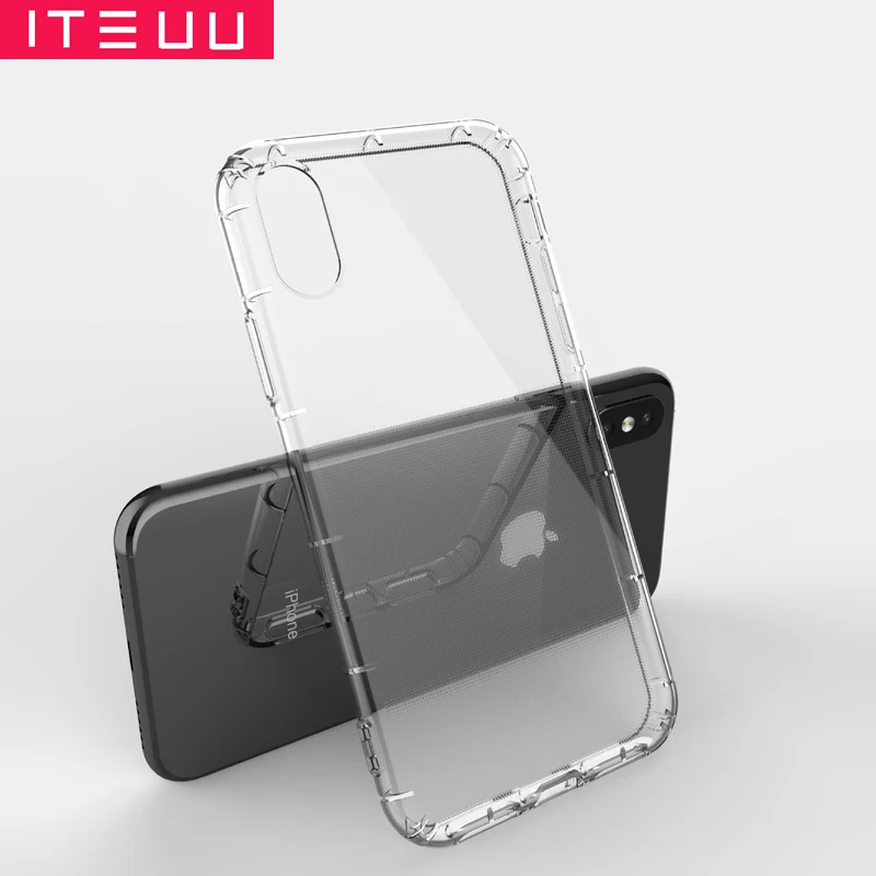 

ITEUU Thin Air Cushion Anti-knock Case for iPhone X Xs Max Xr for iPhone 6 7 8 Plus Flexible Soft Clear Transparent Back Cover